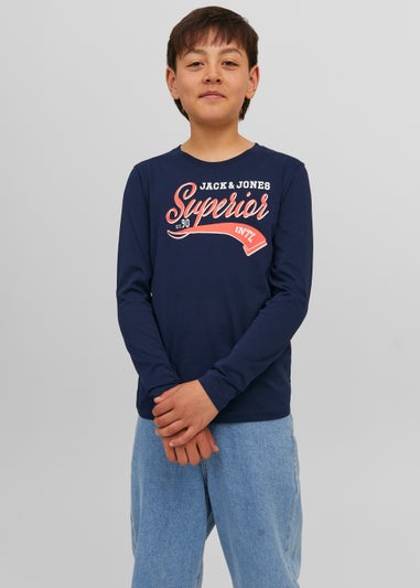 Jack & Jones Navy Long Sleeve T-Shirt