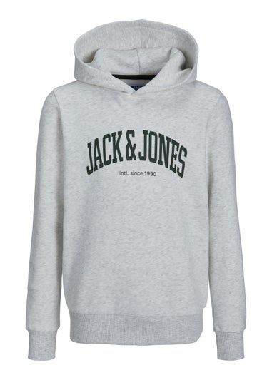 Jack & Jones Junior Grey Print Logo Hoodie (6-16yrs)