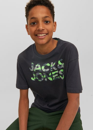 Jack & Jones Junior Black Miles Logo T-Shirt (6-16yrs)