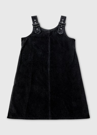 Black Cord Buckle Pinafore Dress