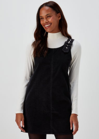 Black Cord Buckle Pinafore Dress