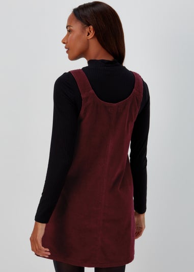 Burgundy Buckle Cord Pinafore