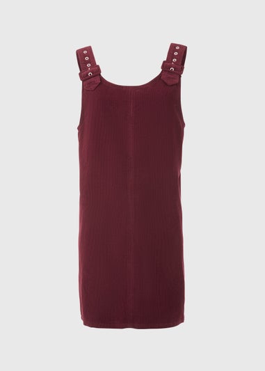 Burgundy Buckle Cord Pinafore