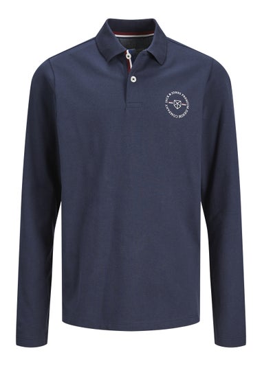 Jack & Jones Junior Blushfield Navy Long Sleeve Polo Shirt (6-16yrs)
