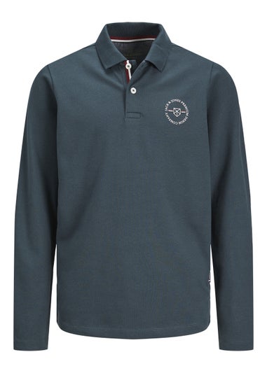 Jack & Jones Junior Blushfield Green Long Sleeve Polo Shirt (6-16yrs)