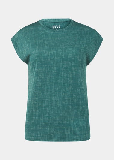 Souluxe Dark Green Jacquard Mesh Sports T-Shirt