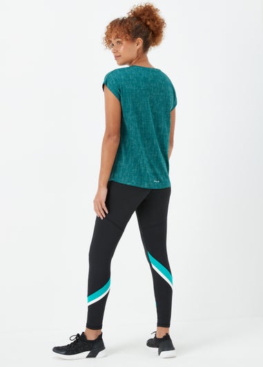 Souluxe Dark Green Jacquard Mesh Sports T-Shirt