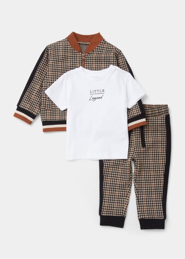 Boys 3 Piece Jacquard Bomber Jacket T-Shirt & Joggers Set (9mths-6yrs)