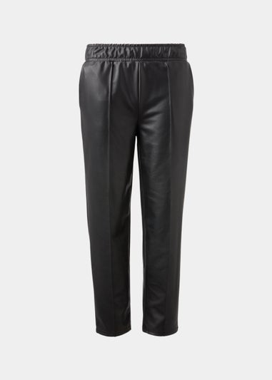 Papaya Petite Black PU Tapered Trousers