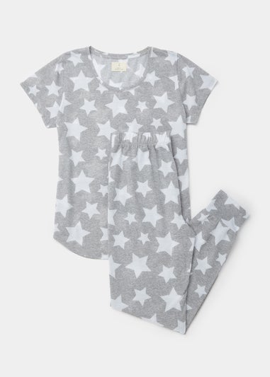 Grey Marl Star Print Pyjama Set