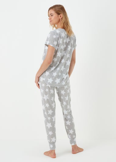 Grey Marl Star Print Pyjama Set