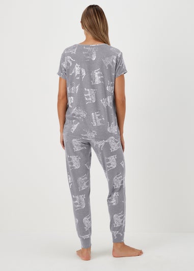 Charcoal Silver Foil Tiger Pyjama Set