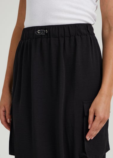 Black Utility Midi Skirt