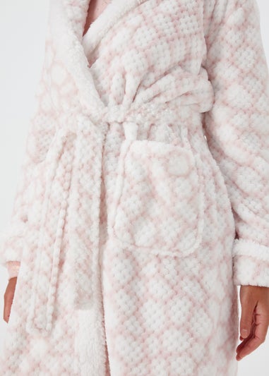 Pink Print Textured Dressing Gown