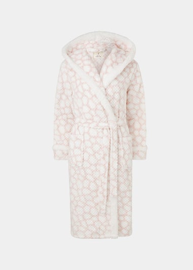 Pink Print Textured Dressing Gown