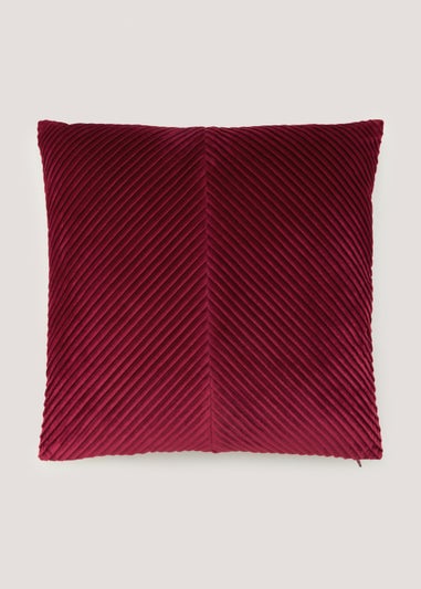 Red Pleated Velvet Cushion (50cm x 50cm)