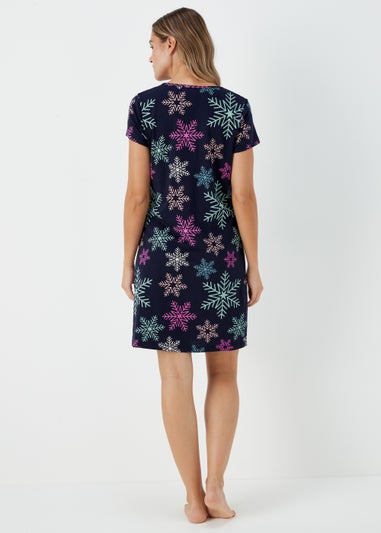 Navy Snowflake Christmas Pocket Nightie