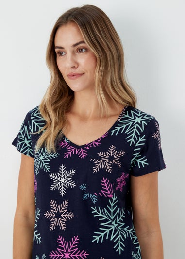Navy Snowflake Christmas Pocket Nightie
