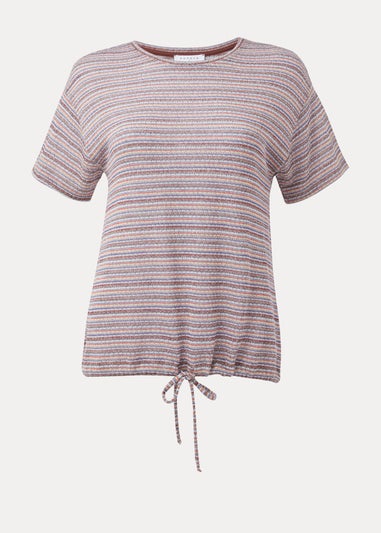 Multicoloured Glitter Stripe Print T-Shirt