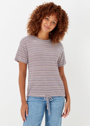 Multicoloured Glitter Stripe Print T-Shirt