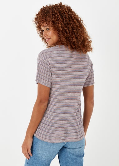 Multicoloured Glitter Stripe Print T-Shirt