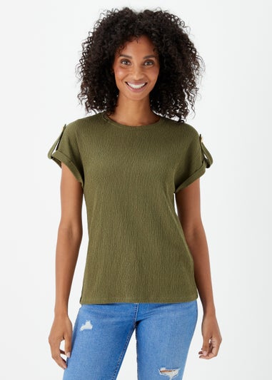 Khaki Textured Utility Top