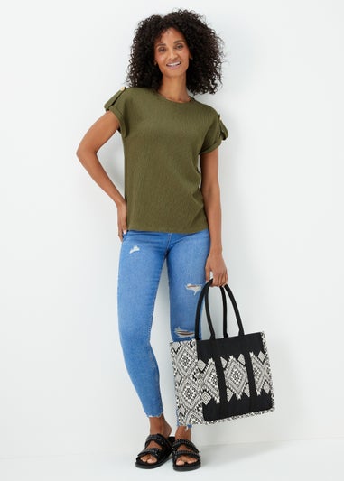 Khaki Textured Utility Top