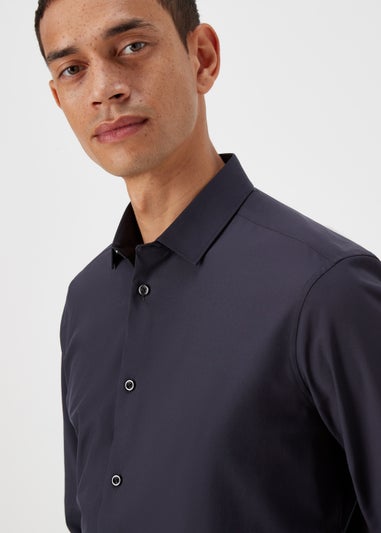 Taylor & Wright Navy 4 Way Stretch Slim Fit Shirt