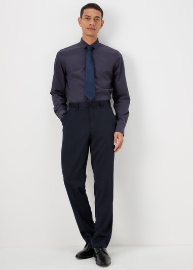 Taylor & Wright Navy 4 Way Stretch Slim Fit Shirt