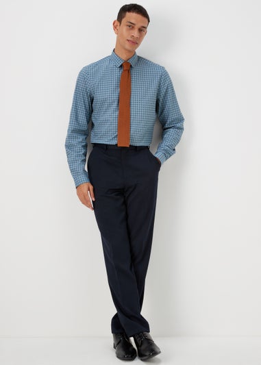 Taylor & Wright Navy Tile Print 4 Way Stretch Slim Fit Shirt