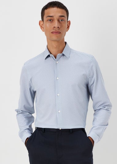 Taylor & Wright Grey Geo 4 Way Stretch Slim Fit Shirt
