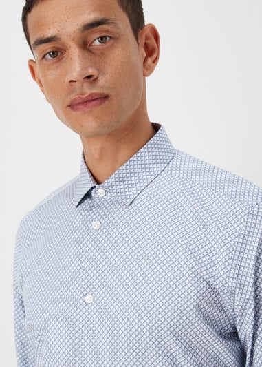 Taylor & Wright Grey Geo 4 Way Stretch Slim Fit Shirt