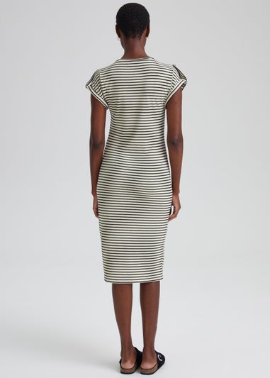 Multicoloured Stripe Tab Jersey Midi Dress