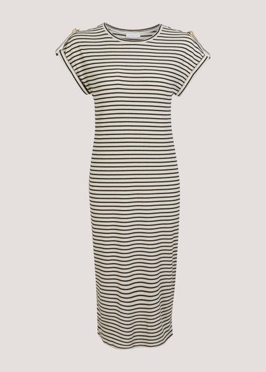 Multicoloured Stripe Tab Jersey Midi Dress