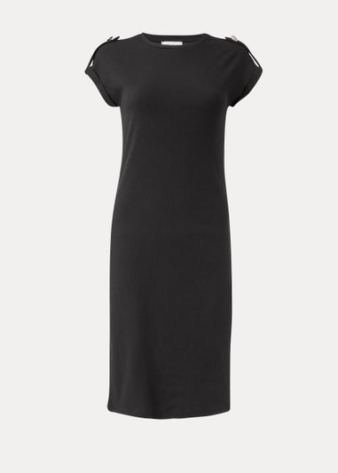 Black Tab Jersey Midi Dress