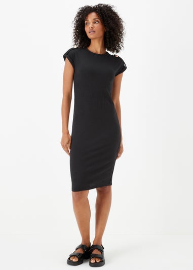 Black Tab Jersey Midi Dress