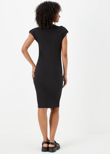 Black Tab Jersey Midi Dress