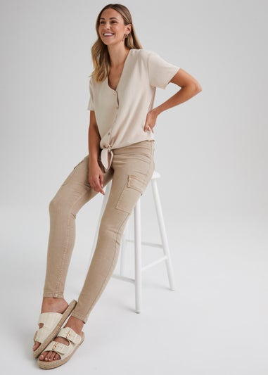 Stone Tie Front Blouse