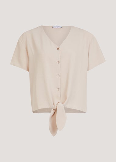 Stone Tie Front Blouse
