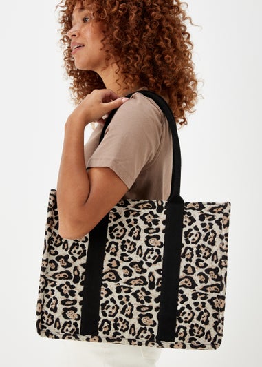 Multicoloured Leopard Print Jacquard Tote Bag - Matalan