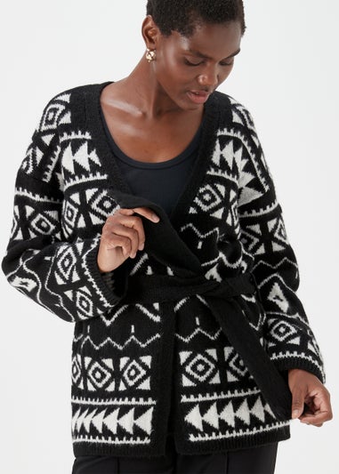 Black Aztec Wrap Cardigan