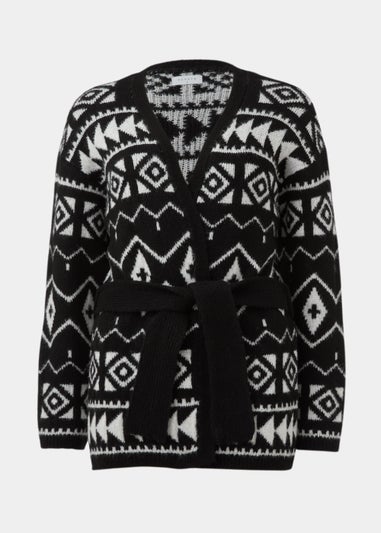 Black Aztec Wrap Cardigan