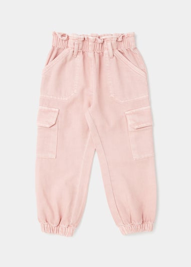 Girls Pink Paperbag Cargo Trousers (9mths-6yrs)