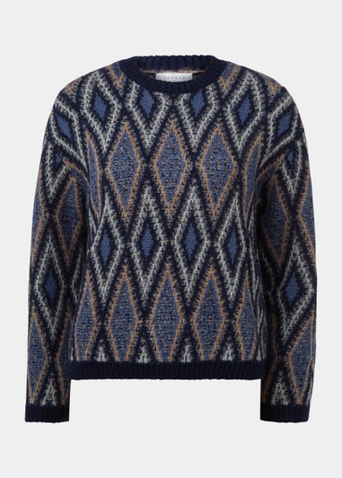 Blue Textured Patterned Jumper