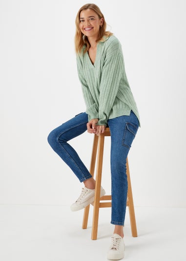 Green Collar Ribbed Jumper