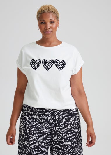 White Heart Print T-Shirt