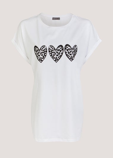 White Heart Print T-Shirt