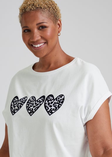 White Heart Print T-Shirt