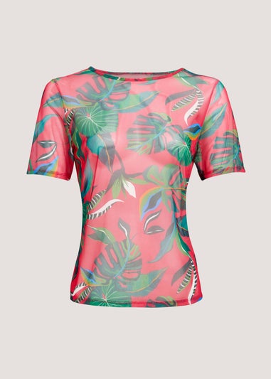 Et Vous Red Leaf Mesh T-Shirt