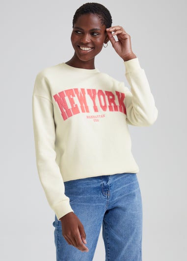 Cream New York Slogan Sweatshirt